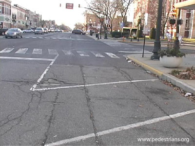 Wide street with long crosswalk