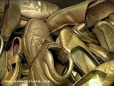 Gold-painted shoes for the Cambridge treasure hunt.