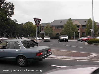 Photo - A roundabout with a poor design for pedestrians.