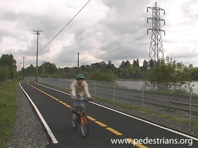 photo - bicyclist on Springwater Trail.